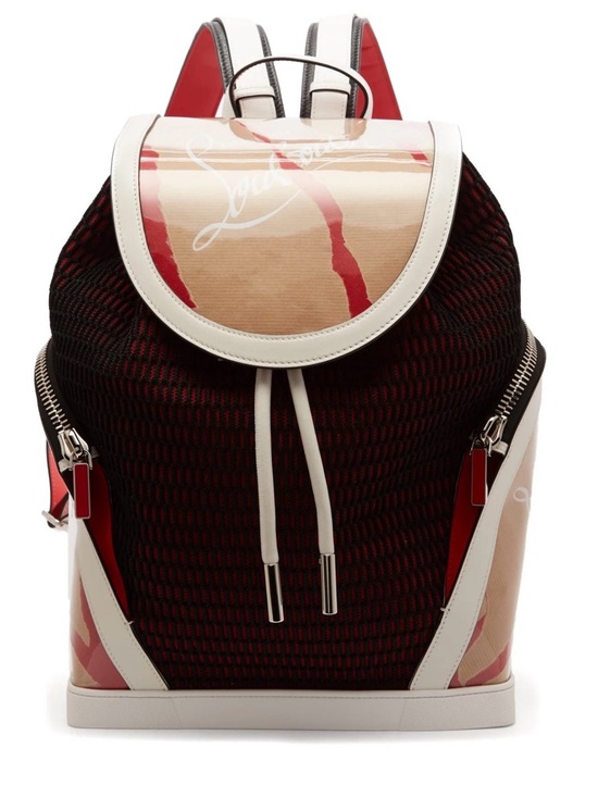 Christian Louboutin Handbags - Christian Louboutin Black Explorafunk Backpack with White Trim and Red Interior